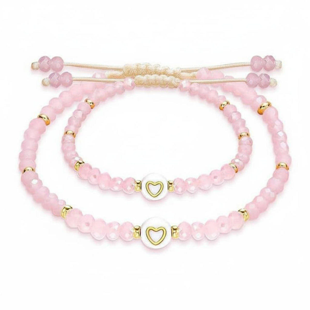 Beaded Mother Daughter Bracelets Delicate Pink Crystals for Outfits