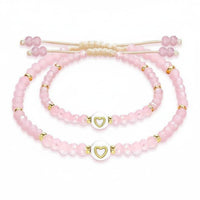 Beaded Mother Daughter Bracelets Delicate Pink Crystals for Outfits