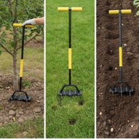 Long-Handled Hand Aerator with Spring Multi-Prong Manual Lawn Aerator Cushioned Soil Loosener Ergonomic for Gardeners, Garden