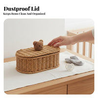 Lidded Wickerdesign Bin With Lid Organizing Box Easy to Clean for Living Room