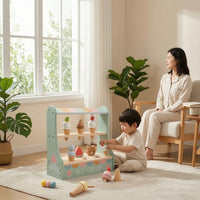 Ice Cream Display Stand Tabletop Toy Ice Cream Shop Wooden Play Food Set Pretend Playset Imaginative for Children, Playroom