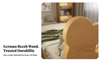Childrens Wood Bed Built-in Lighting Solid Wood Bed Frame No Box Spring Needed Bedroom Furniture for Guests, Adults, Guest Room, Apartment