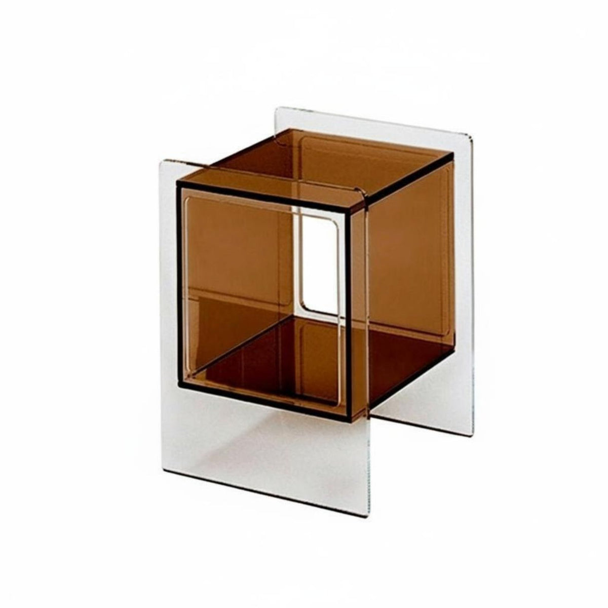 Modern Design 2-Tier curved based Table Minimalist and aesthetic curved based Couch Table Transparent Look Nightstand Space-Saving for Apartment Dwellers, residents, Students, Bedroom, Living Room, Small areas, Office