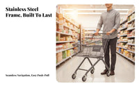 360° Rotating Wheels Supermarket Shopping Cart Strong Load-Bearing Capacity Kids Shopping Cart Long-Lasting Metal Grocery Trolley with Child Seat Nestable Design for Toddlers, Shoppers, Preschoolers, Home, Warehouse