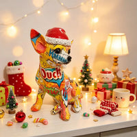 Modern Minimalist Water Transfer Resin Chihuahua Dog Figurine for Desk and Living Room