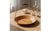 Handmade Bamboo Tray with Handle Natural Woven Serving Tray Lightweight Woven Basket with Handle Decorative for Hosts