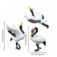 Simulation Micro Landscape Crane Ornament Lifelike Bonsai Crane Decoration for Planter, Fairy Garden, Desktop
