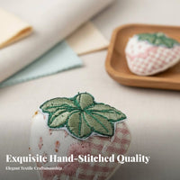 Strawberry Embroidered Embroidery Korean Design Plaid Strawberry Embroidery Charming Design Gingham Mushroom Applique for Teenagers, Bag Decoration