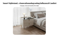 Modern Design Smart Nightstand with Drawers Built-in Charging Station Smart End Table with Drawers Spacious Storage Bedroom Furniture Adjustable LED Lighting for Tech Enthusiasts, Couples, Homeowners