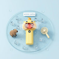 Long Battery Life Capybara Handheld Fan Strong Wind Output Rechargeable Cartoon Fan Lightweight Personal Appliance Digital Display for Outdoor