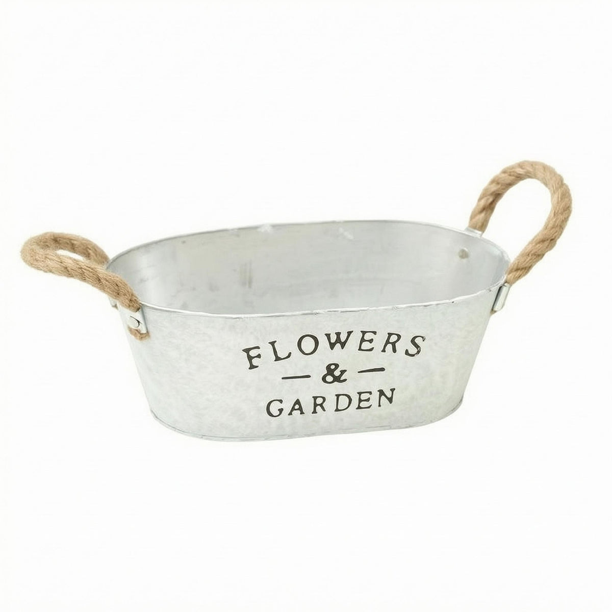 Rustic Planter Container Whitewashed Metal Planter Container Garden Decor Distressed Finish for Planting, Decorative Display