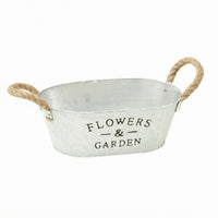 Rustic Planter Container Whitewashed Metal Planter Container Garden Decor Distressed Finish for Planting, Decorative Display