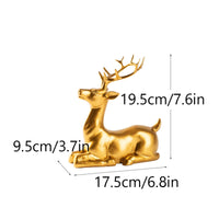 Deer Statue with Antlers Glossy Deer Figurine Tabletop Decor for Living Room, Entryway