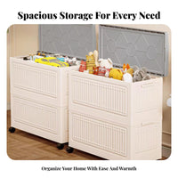 Collapsible Rolling Crate Foldable Storage Bin Large Capacity for Living Room