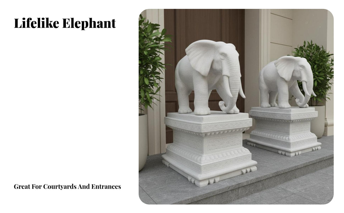 Large Entrance Elephant Ornament Sturdy Elephant Statue Weather Resistant Outdoor Decor for Homeowners, Design Enthusiasts, Garden, Yard, Hotel Lobby