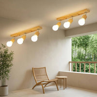 Metal Mounting Hardware Wooden Ceiling Light Natural Materials Rectangular Wood Light
