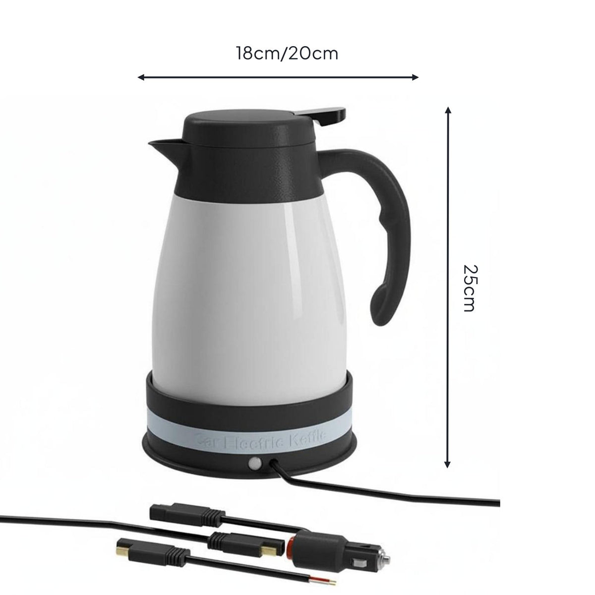 Fast Heating Car Electric Kettle Stainless Steel 12V Water Heater 1200ml Large Capacity Vehicle Water Boiler Anti-Dry Overheat Protection for Truck Drivers, Commuters, Road Trips, Camping