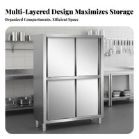 Large Capacity Sliding Door Food Cabinet Anti-Rust Stainless Steel Storage Cabinet Commercial Kitchen Cupboard Heavy Duty for Restaurant Professionals, Caterers, Business Owners, Hotel, Cafeteria, Warehouse