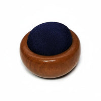 Handmade Wooden Base Pincushion DIY Craft Tool Round Sewing Pincushion Textile Needle Cushion for Crafters, Tailors