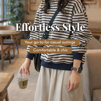 Long Sleeve Tops Women Sweatshirts Without Hood for Casual Wear, with Drop Shoulder Design