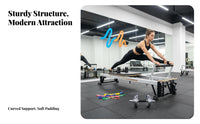 Pilates Reformer Full-Body Workout Core Training Bed Adjustable Resistance Pilates Reformer Bed for Adults, Women, Stretching Studio