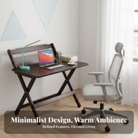 Foldable Design Foldable Workstation with Hutch No Assembly Required Study Table Space-Saving Writing Desk Sturdy & Safe for Students, Parents, Small Apartments, Bedroom, Home, Playroom