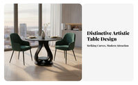 Distinctive Irregular Shape Asymmetrical Pedestal Table Light Luxury Pedestal Dining Table Italian design Household Furniture Minimalist Design for Apartment Dwellers, Interior Designers, Small areas, Restaurant, Living Room, Kitchen