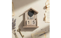 Vintage Look House Shaped Perpetual Calendar Compact Design Wooden Block Calendar Reusable Home Decoration Easy to Read for Desktop