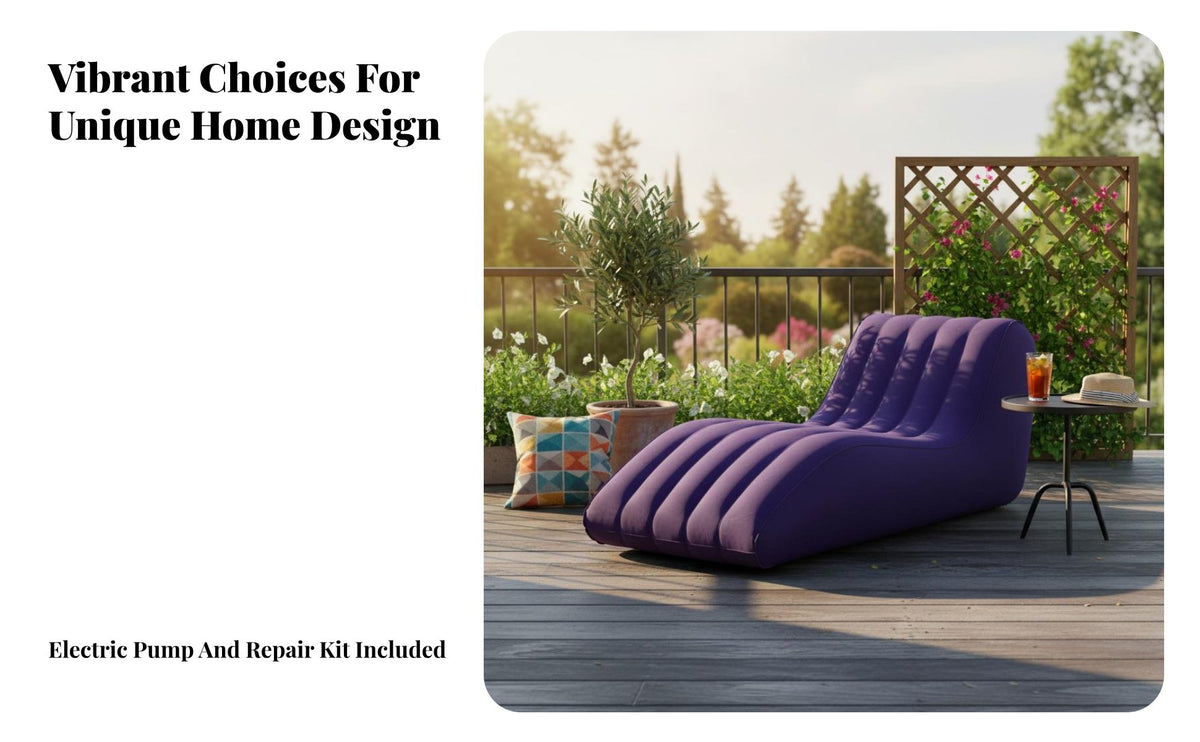 Easy to Keep S-Shaped Lazy Sofa Lightweight Flocked Air Sofa Quick Inflation Flocked Recliner Chair Long-Lasting PVC for Travelers, Students, Living Room, Bedroom, Balcony, Backyard