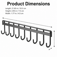Wall Mounted Coat Rack, Key Holder Wall Mount with 4-12 Hooks, Black Metal Coat Hooks for Mudroom, Easy Installation No-Drill Hat