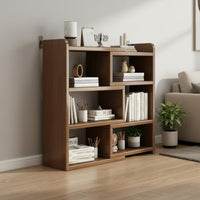 Space Saving Extendable Wooden Bookcase Multifunctional Retractable Floor Standing Shelf Multi-Tier Wooden Floor Standing Book Rack Sturdy Construction for Living Room, Bedroom, Small Areas, Hallway