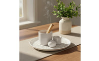 Textured Finish Ceramic Palo Holy Wood Holder Set Elegant Home Decor Sage and Candle Burner Tray Multi-Function Incense Plate for Altar