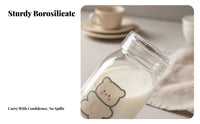 Minimalist Design Cute Bear Water Cup Great Gift Cartoon Bear Cup Reusable for Students, Young Adults, School, Office, Outdoor
