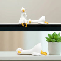 2 Pieces Duck Figurines Adorable Display Toppers Mini Ornaments for Office Workers, Teens