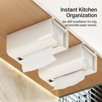 Cabinet Hanging Organizer for Under Storage, Nordic Style Paper Towel Holder No Drill for Students, Kitchen Roll