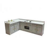 Pretend Play 1:12 Scale Kitchen Set Realistic Design Dollhouse Kitchen Cabinet Handmade for Hobbyists
