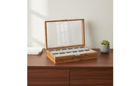 Bamboo Watch Collection Box Clear View Lid Wooden Watch Box Individual Organizer Debris-Resistant Removable Pillows for Men