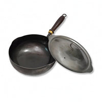 Iron Wok with Lid Pre Seasoned Hammered Iron Wok Handmade Cookware for Home Cooks
