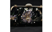 Evening Purse with Pearl Handle Elegant Evening Bag with Chain Strap Embroidered Clutch Bag for Weddings