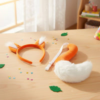 Ears Headband and Tail Set Cute Design Soft   Costume Set Realistic Look Furry Animal Ears Headband for Parties