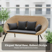 3 Pieces Handwoven Design 3-Piece Wicker Patio Set All-Weather Woven Armchair and Table Set Washable Cushions Outdoor Furniture Waterproof for Homeowners, Couples, Hospitality Business Owners, Balcony, Courtyard, Garden, Backyard