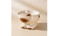 Glossy Cat Bowl with Pedestal Compact Ceramic Cat Bowl Stable Pet Feeder Dishes Sturdy for Cats, Small Dogs, Feeding Station, Kitchen