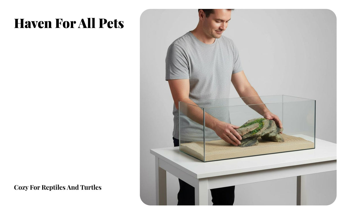 Turtle Basking Perch Realistic Stone Appearance Reptile Cave Easy to Clean Tortoise Resting Rock for Turtles, Small Reptiles