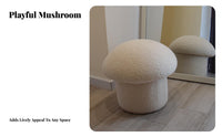 Fluffy Sherpa Material toadstoolShaped Ottoman Multi-Functional toadstoolShaped Pouf Minimalist Design Low Stool Soft and Comfortable for Adults, Homeowners, Parents, Bedroom, Living Room, Entryway, Reading Nook