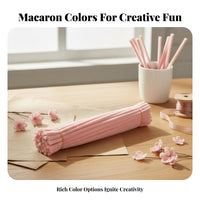DIY Flower Making Material Pastel Colors Pipe Cleaner Floral Craft Set High Density Colorful Fuzzy Sticks for Beginners, Kids, School Projects