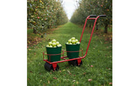 Hand-Push Picking Cart with Pail Holders Sturdy Vegetable Harvesting Cart Maneuverable Fruit Picking Trolley Low-Height for Orchards
