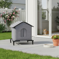 Outdoor Cat House Textile-coveredCovered Raised Cat House Warm Animal Housing for Cold Weather