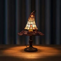 Stained Sorcerer Hat Desk Lamp Vintage Witch Hat Table Lamp Colorful for Reading Corners