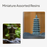 Miniature Chinese Pavilion and Stone Lantern Decor