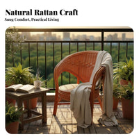 3 Pieces Handwoven Design 3 Piece Rattan Furniture Set Tempered Glass Tabletop for Apartment Dwellers, Homeowners, Balcony, By the Window, Sunroom, Indoor